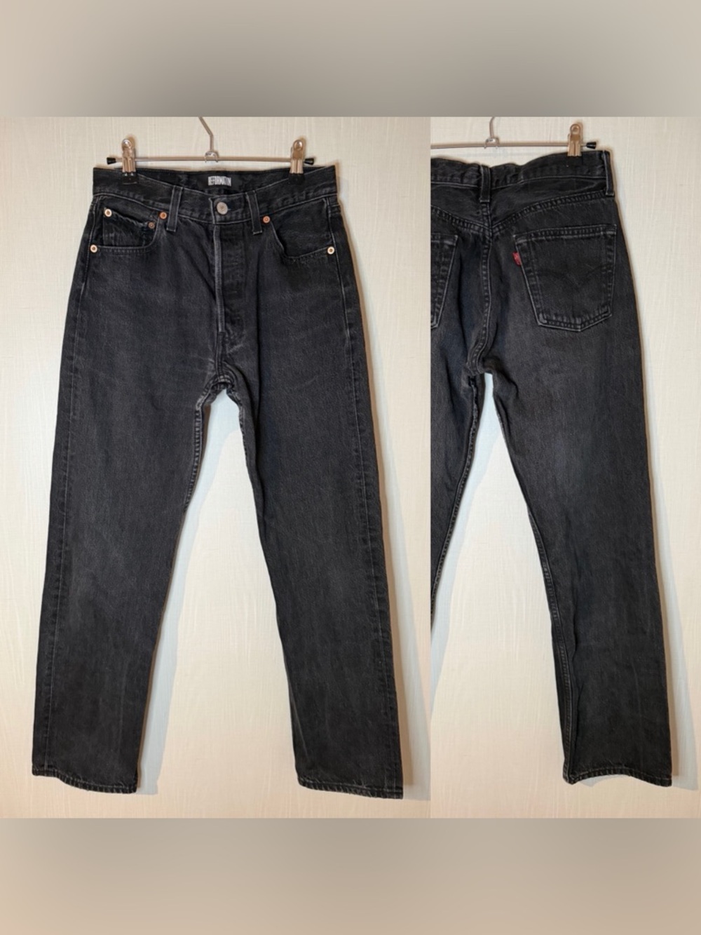 Reformation x Levi’s Black Washed Straight Leg Button Fly Jeans 26